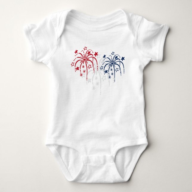Fireworks Patriotic 4:e juli Shirts T Shirt (Framsida)