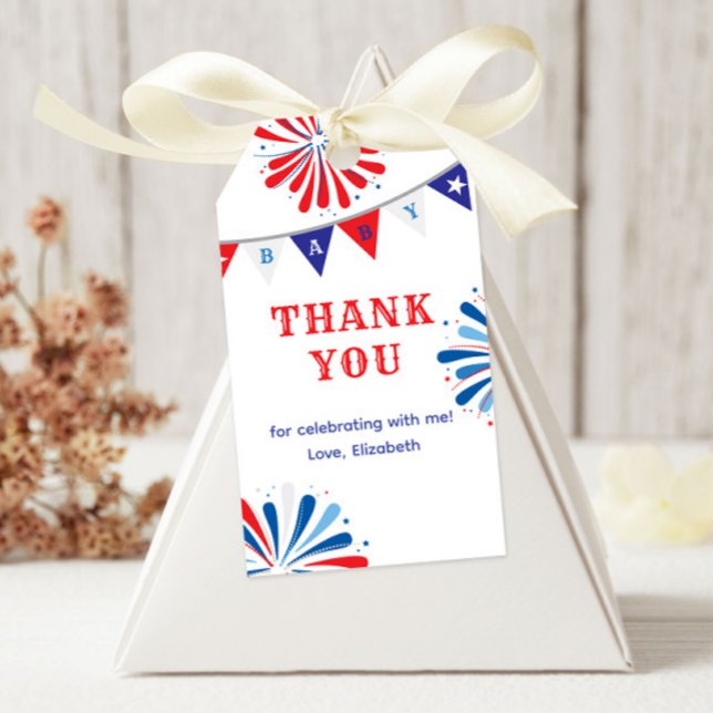 Fireworks Patriotic Baby Shower Presentetikett (Skapare uppladdad)