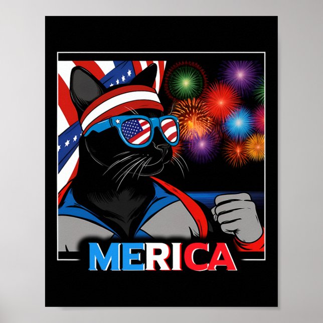 Fireworks Patriotic Black Cat Poster (Framsidan)