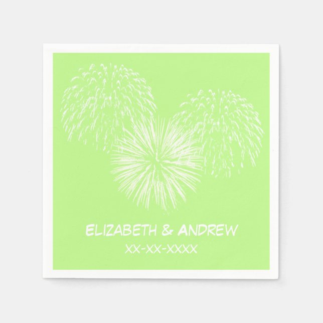 Fireworks, Pistachio Background, Namn Monogram Pappersservett (Framsidan)
