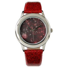 Fireworks Red Glitter Watch Armbandsur