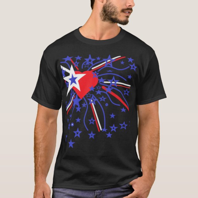 Fireworks Red White och Blue T Shirt (Framsida)