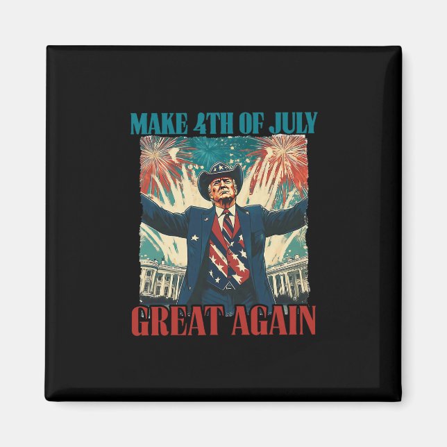 Fireworks Roligt Trump Amerikansk Gör 4:e Juli Gr Magnet (Framsidan)