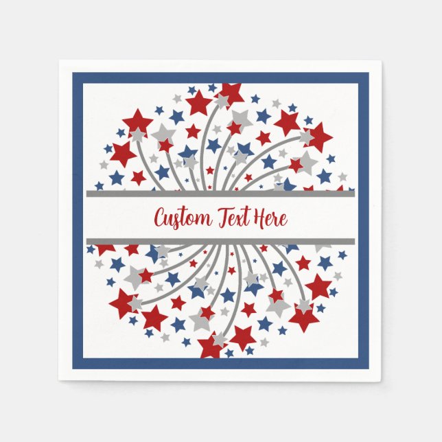Fireworks Rött vitt blått Oberoende juli 4 Pappersservett (Framsidan)