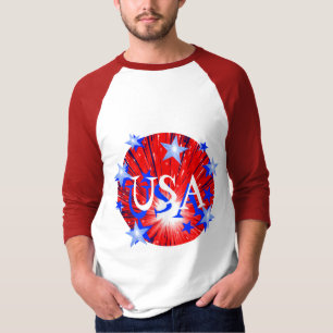 Fireworks Rött vitt blått "USA" 3/4 sleeve manar Tröja