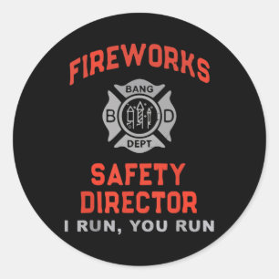 Fireworks Safety Director I Springa You Springa Fu Runt Klistermärke