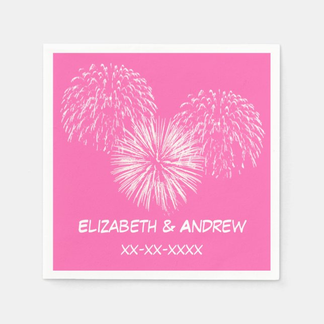 Fireworks, Shock rosa #2 Background, Namn Monogram Pappersservett (Framsidan)