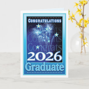 Fireworks Stars 2026 Studenten Grattis Kort