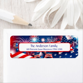 Fireworks, Stars och Flaggor Returadress Etikett