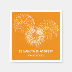 Fireworks, Tangerine Background, Namn Monogram Pappersservett