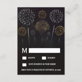 Fireworks Thmet Black Guld Bröllop OSA Card