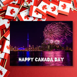 Fireworks Toronto Skyline Lycklig Canada Day Kort