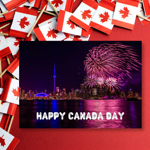 Fireworks Toronto Skyline Lycklig Canada Day Kort