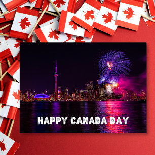 Fireworks Toronto Skyline Lycklig Canada Day Kort