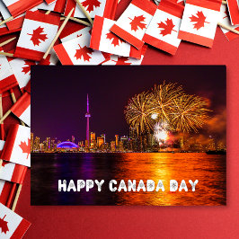 Fireworks Toronto Skyline Lycklig Canada Day Kort