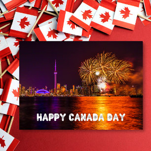 Fireworks Toronto Skyline Lycklig Canada Day Kort