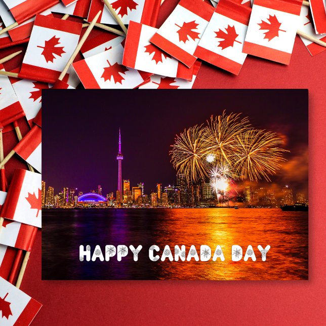 Fireworks Toronto Skyline Lycklig Canada Day Kort (Skapare uppladdad)