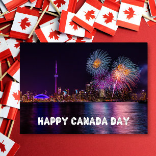 Fireworks Toronto Skyline Lycklig Canada Day Kort