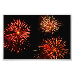 Fireworks-trio mot svart himlar fototryck