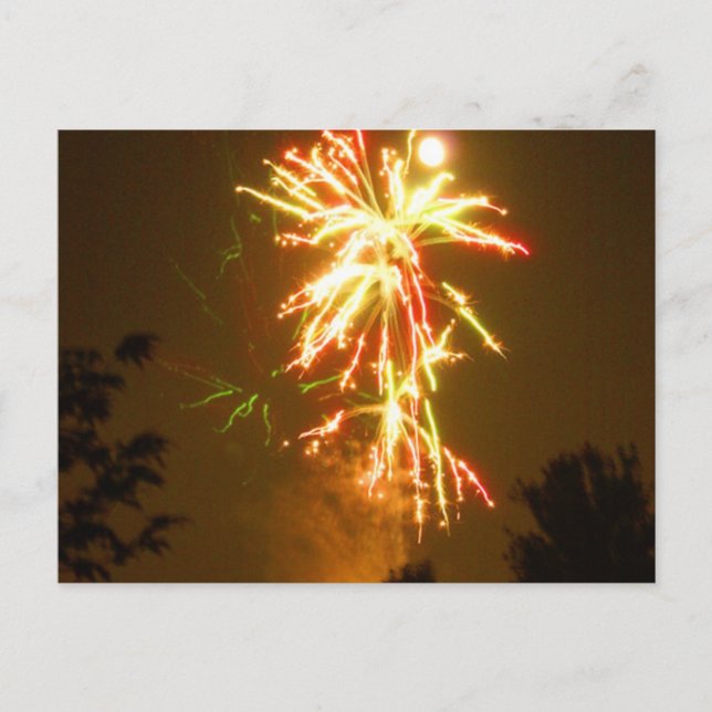 Fireworks under Full Moon Vykort (Framsida)