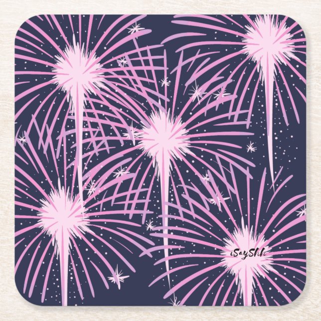 Fireworks Underlägg Papper Kvadrat (Framsidan)