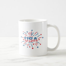 Fireworks USA Patriotic Rött vitt blått Kaffemugg