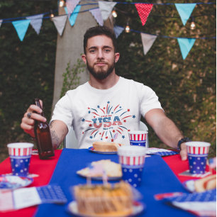 Fireworks USA Patriotic Rött vitt blått T Shirt