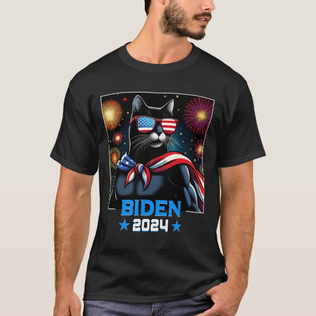 Fireworks USA:s president Biden 2024 Black Cat T Shirt (Framsida)