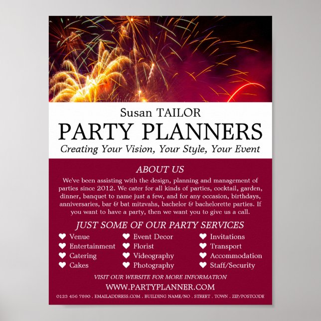 Fireworks Visning, Party Event Planner Advertising Poster (Framsidan)