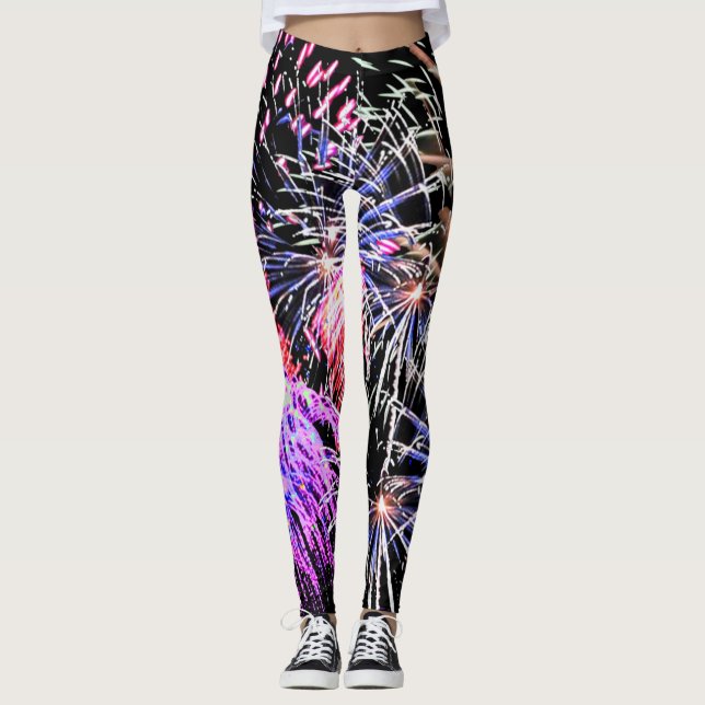 Fireworks Visning, Patriotic, Helgdag Leggings (Framsida)