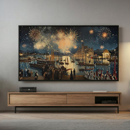 Fireworks Waterfront Print | Samsung Frame TV Art Poster
