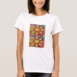 Firey blommigt-abstrakt mönstrad t shirt