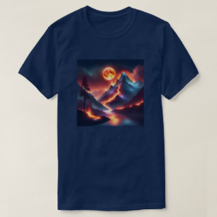 Firey Mountain Night Apocalyptic Träd Stream T Shirt