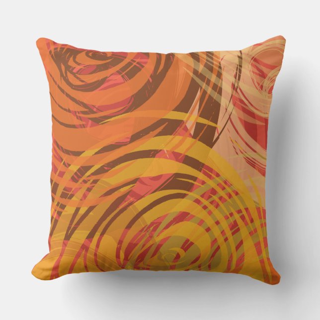 Firey Orange SPIRAL DESIGN Retro Dekorativ kudde (Framsida)