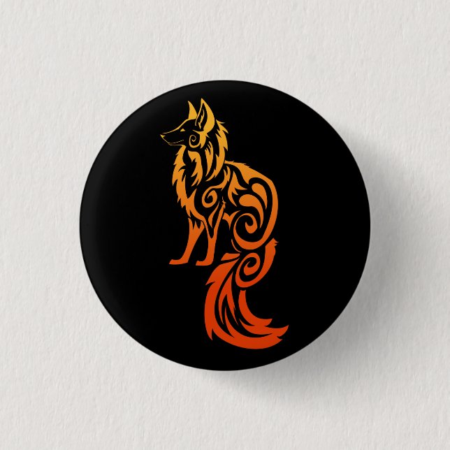 Firey röd stam- räv Kitsune Knapp (Framsida)