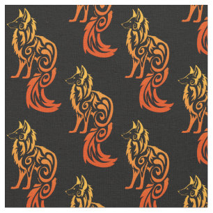 Firey röd stam- räv Kitsune Tyg