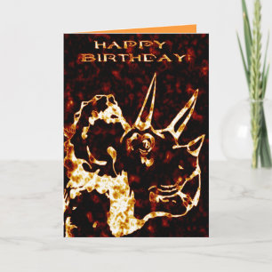 Firey Triceratops Birthday Kort