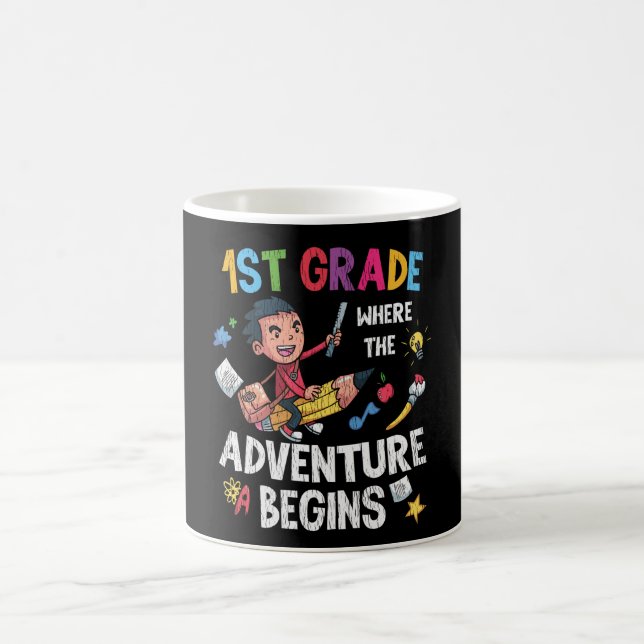 First 1st Grade Adventure School Teacher Kids Boys Kaffemugg (Center)