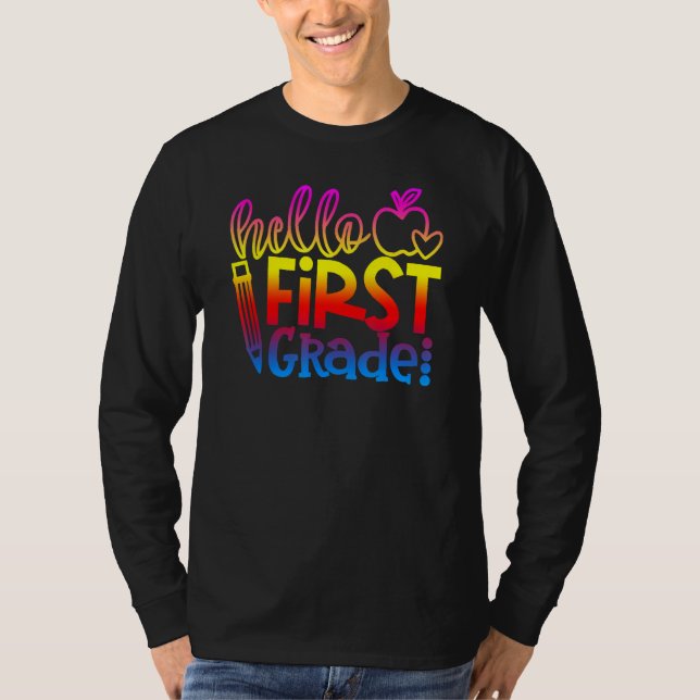 First 1st Grade Teacher Kid First Day Back To Scho T Shirt (Framsida)