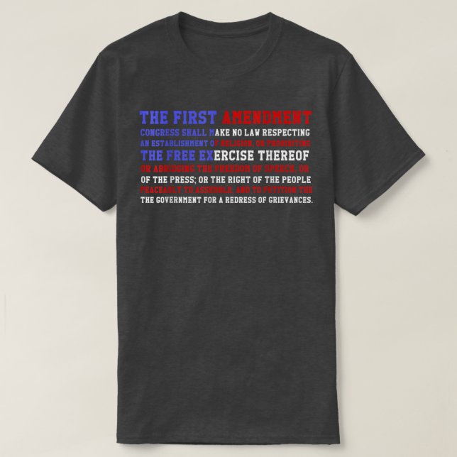 First Amendment American Pride USA Flag  T Shirt (Design framsida)
