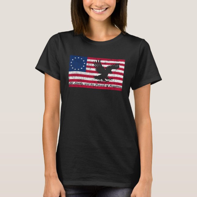 First American Betsy Ross Bald Eagle Flag Patrioti T Shirt (Framsida)