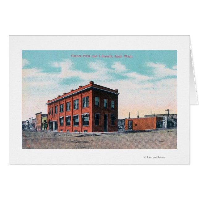 First and I Street CornerLind, WA Hälsningskort (Framsidan Horizontal)