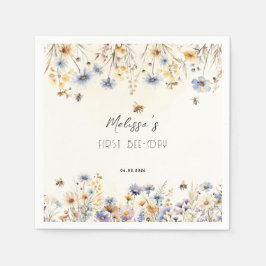 First Bee Day - Floral 1st Birthday  Pappersservett