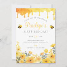 First Bee Day Yellow Wildflowers 1st Birthday