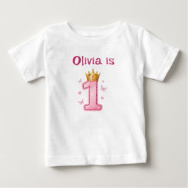 First Birthday Girl Princess Crown  T Shirt