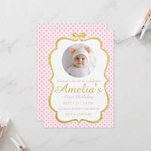 First Birthday Invite Inbjudningar (Fram/Back In Situ)