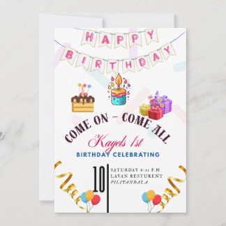 First Birthday Party Invitation, Kids 1st Birthday Inbjudningar