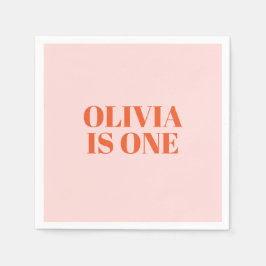 First Birthday Rosa and Red Typography Pappersservett