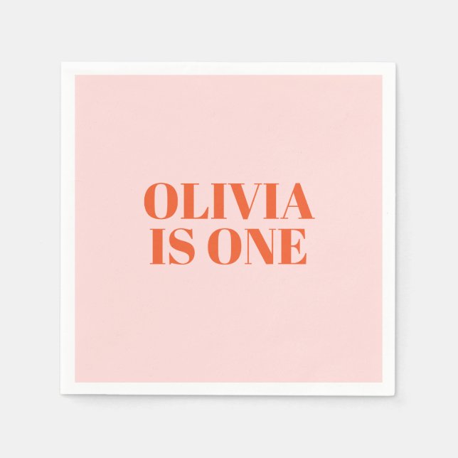 First Birthday Rosa and Red Typography Pappersservett (Framsidan)