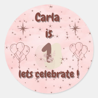  First Birthday Sticker – Cute Party Favor & Gift  Runt Klistermärke